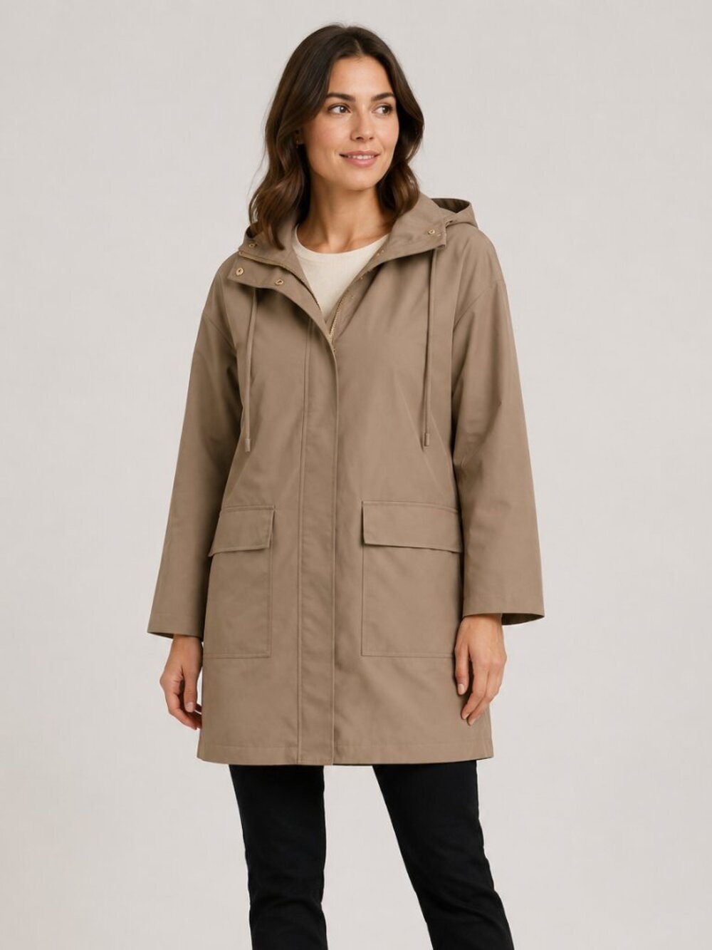 Reserved Oversized Long Hooded Raincoat Women’s L Tan
